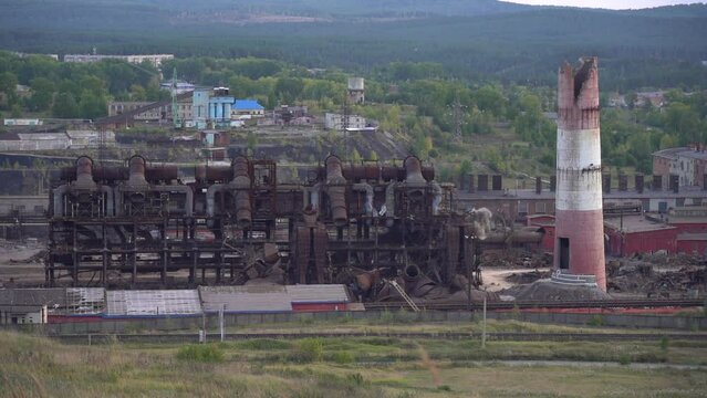 Planned collapse. Explosion of Obsolete Industrial Buildings. 