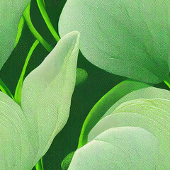 Obraz premium Petals of leaves seamless tile background, spring and green combines beauty and good mood. Generative AI.