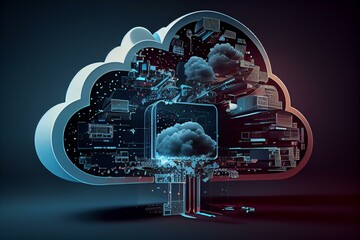 Cloud computing technology concept background, AI Generated
  - obrazy, fototapety, plakaty