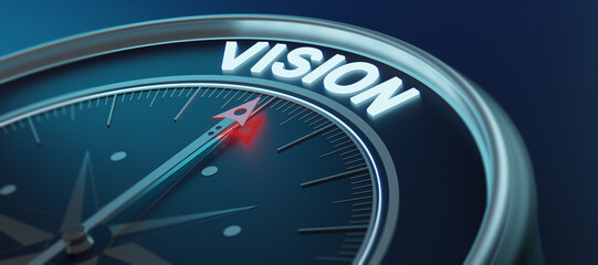 Business vision,navigate recovery,planning,strategy,mission and vision concept.The compass navigate for businessmen to resume business growth in the economic crisis,plan,Recover,Reinvent and Rethink