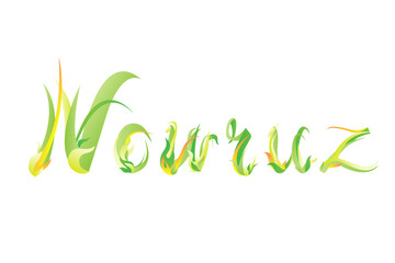 Obraz premium Spring holiday Nowruz. Vector word of green grass letters