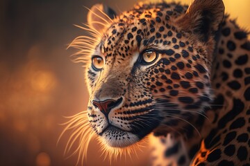 Fototapeta premium a photo-realistic leopard with depth of field and beautiful bokeh in dramatic lighting