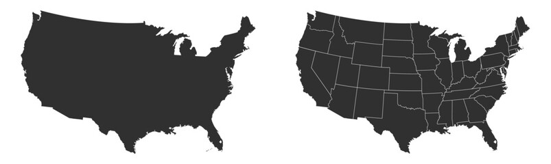 USA map. Map of the United States of America. USA map with isolated states. Stock vector