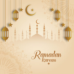 Islamic social media Ramadan Kareem illustration design.