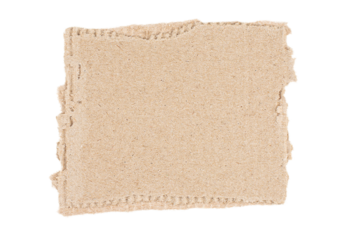 Torn recycled cardboard piece of paper isolated on transparent background