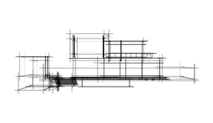 Fototapeta na wymiar Architectural sketch of a house