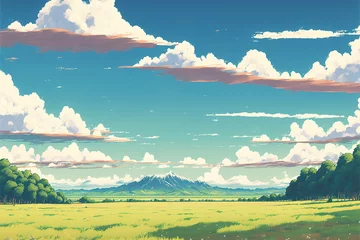  an anime landscape illustration, simple and clean, generative ai technology © Sternfahrer