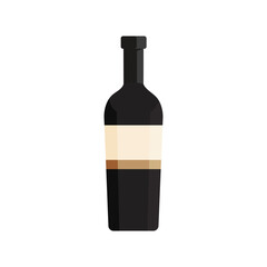 Wine bottle isolated on white background. Modern design flat vector illustration.