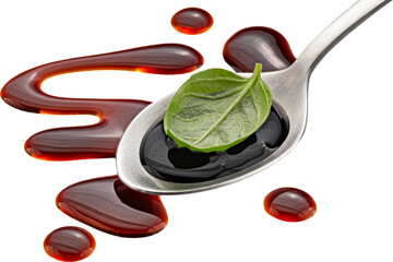 Balsamic sauce in spoon isolated 