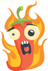 Screaming chili pepper character. Kawaii red hot mascot