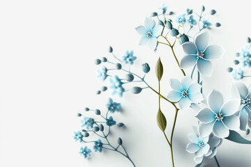 Minimalist botanical greeting card template design. Flowers composition. AI generative.