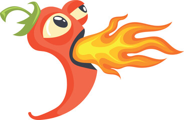 Burning red pepper mascot. Cartoon hot chili