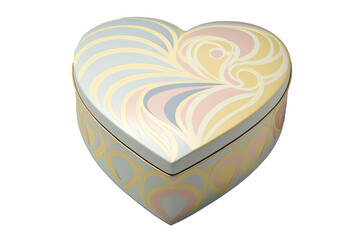 Pretty Cream and Circular Patterned Heart-Shaped Tin