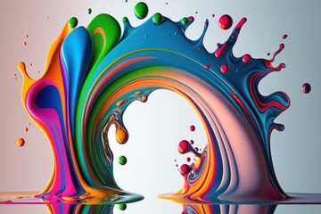 Abstract Dripping Paint  Splash Arch in all the Colours of the Rainbow - Colorful Swirl Design - Backdrop - Generative AI Illustration 