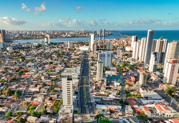 Naklejka premium aerial photo with drone of the city of Recife in Pernambuco Brazilt