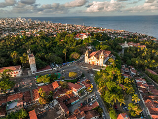 aerial photo with drone of the city of Olinda and Recife in Pernambuco Brazil