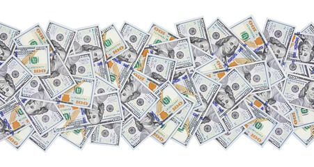 One hundred dollar bills isolated on transparent background