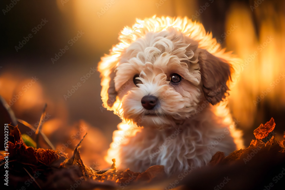 Wall mural Portrait Of Maltipoo.  Generative AI.