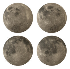 Moon set isolated transparent background 3d rendering

