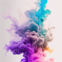 Obraz premium Multicolored smoke colors on a white isolated background. Background of smoke - generated by Generative AI