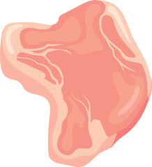 Raw pork meat. Cartoon uncooked food icon