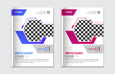 Modern business annual report cover set design with creative shapes