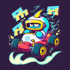 Cute monster go kart racing manga style - generated by Generative IA
