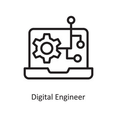 Digital Engineer Vector Outline Icon Design illustration. Engineering Symbol on White background EPS 10 File