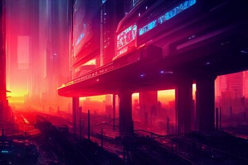 Mega cyberpunk city