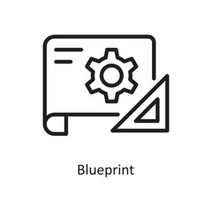 Blueprint Vector Outline Icon Design illustration. Engineering Symbol on White background EPS 10 File