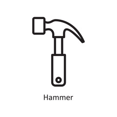 Hammer Vector Outline Icon Design illustration. Engineering Symbol on White background EPS 10 File