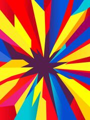 Abstract multicolored starburst radiant background.