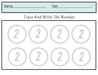 The practice of writing numbers 2. Tracking worksheet number two learn to count and write.