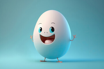 Cute 3D cartoon of egg character. Generative AI