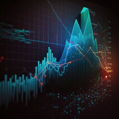 Analyzing sales data and economic growth graph chart. Financial. Stock market, generative ai
