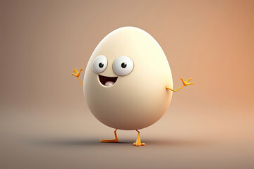 Fototapeta premium Cute 3D cartoon of egg character. Generative AI