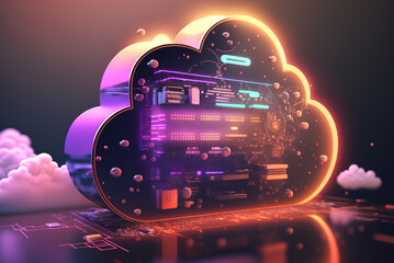 Cloud computing technology concept. Futuristic illustration,Generative AI
