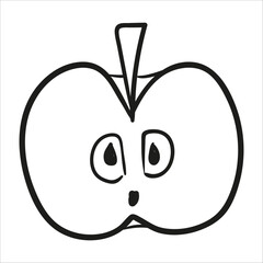 Half an apple. Hand drawn vector illustration