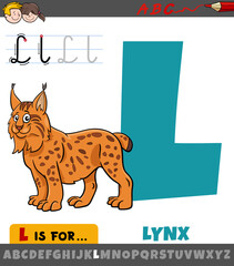 letter L from alphabet with cartoon lynx animal character © Igor Zakowski