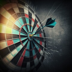 Darts aiming at the target center,business growth success concept, generative ai