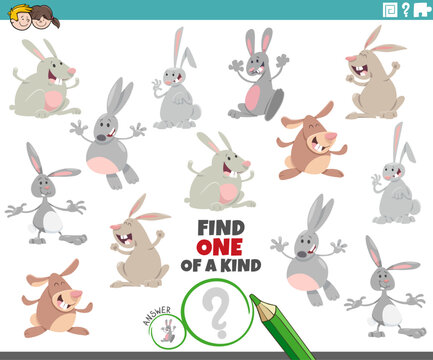one of a kind game with cartoon rabbits