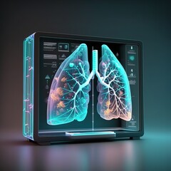 diagnosis in virtual Human Lungs on a modern hospital interface screen, innovation, and medical technology, generative ai