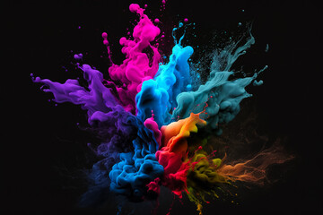 Dynamic color splash fine art in the dark background