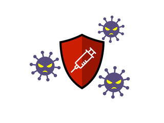 ウイルスと盾アイコン：ワクチンマーク