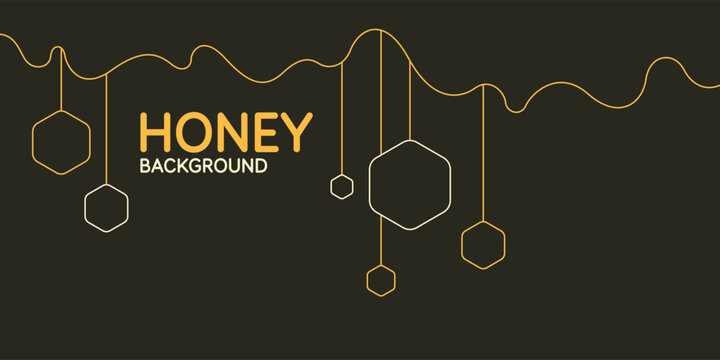 The template for the products of the apiary. Stylish vector poster for bee honey. Vector illustration