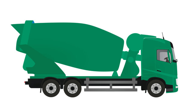 Green mixer truck. vector illustration