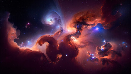 Obraz na płótnie Canvas stars and nebulae in the night sky. Generative AI.
