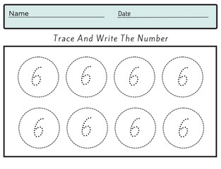 The practice of writing numbers 6. Tracking worksheet number six learn to count and write.
