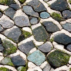 Cobble wall, moss - Seamless Tile