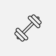 Dumbbell for gym icon. Exercise workout sign, fitness. Outline design vector illustration